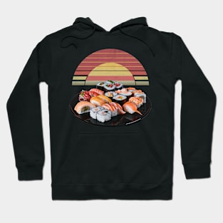 Retro vintage Sushi with retro sunset Hoodie